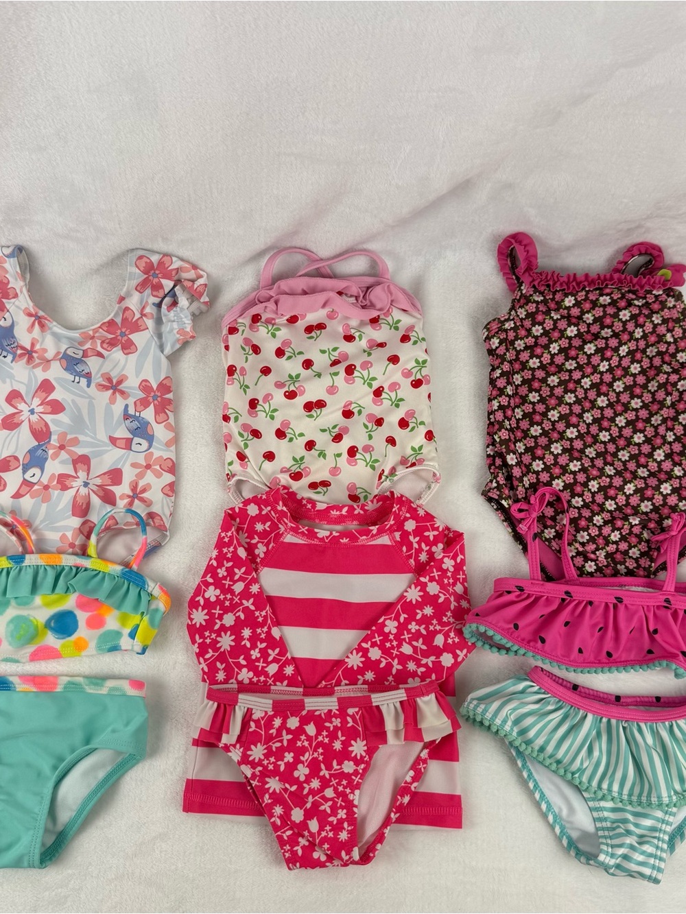 Lot of 6 Baby Girl Swimsuits 6-9 Months Carter's Cat & Jack One Two Piece